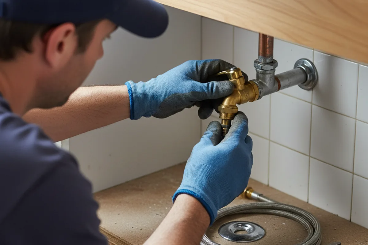 Shutoff valve and fitting work during Faucet and Fixture Repair in Newbury